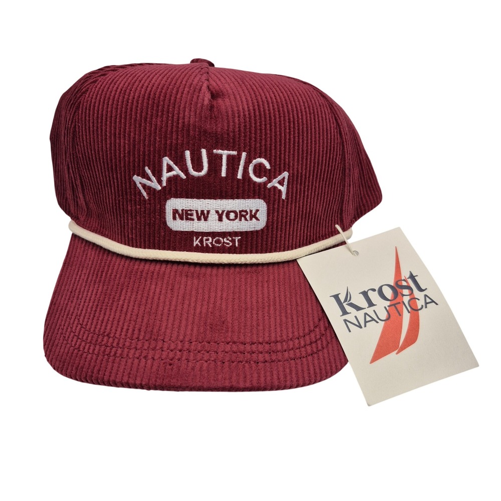 New York Nautica X Krost Corduroy Snapback Adjustable Baseball Cap Hat Red